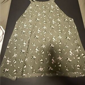 LOFT Olive Green Floral Blouse